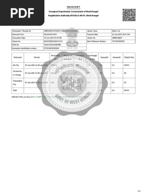 Road tax receipt 21-26