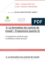 LICENCE RH 2021 2022 - Module DRS 1O1 Relations Individuelles - 2 - La Formation Du Contrat de Travail Partie 2