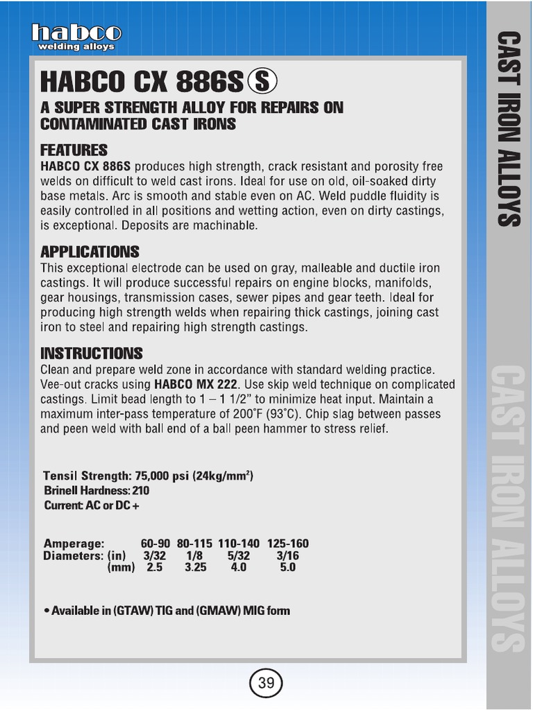 886 Iron Weld Rod Info PDF