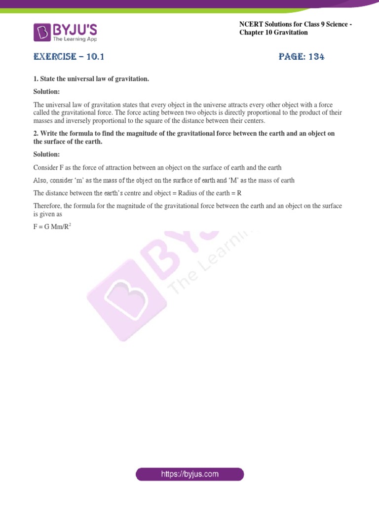 Class 9 NCERT Gravitation Solutions | PDF | Buoyancy | Weight