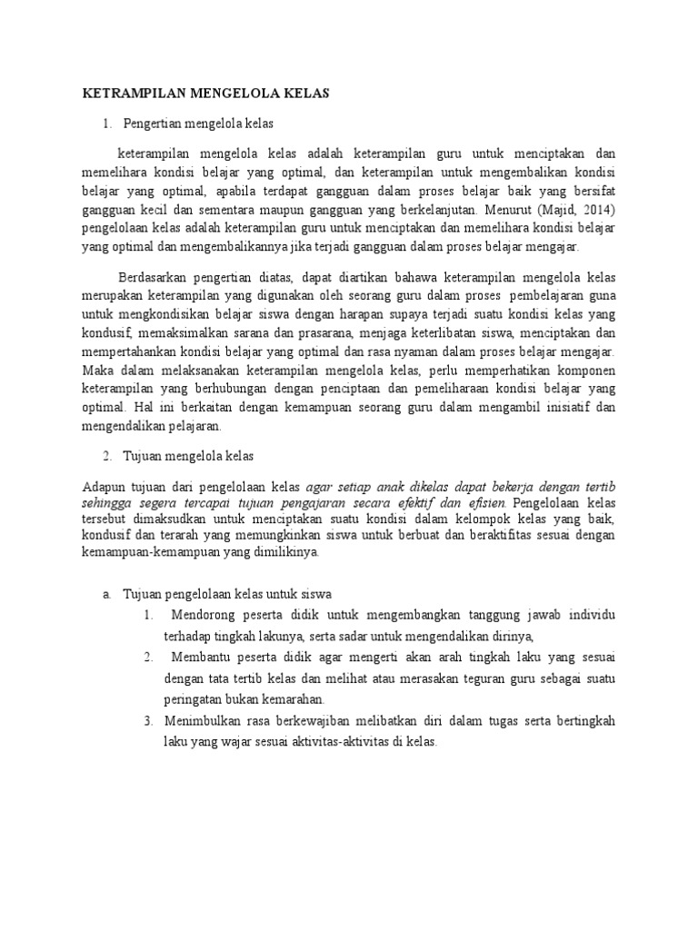 Ketrampilan Mengelola Kelas | PDF
