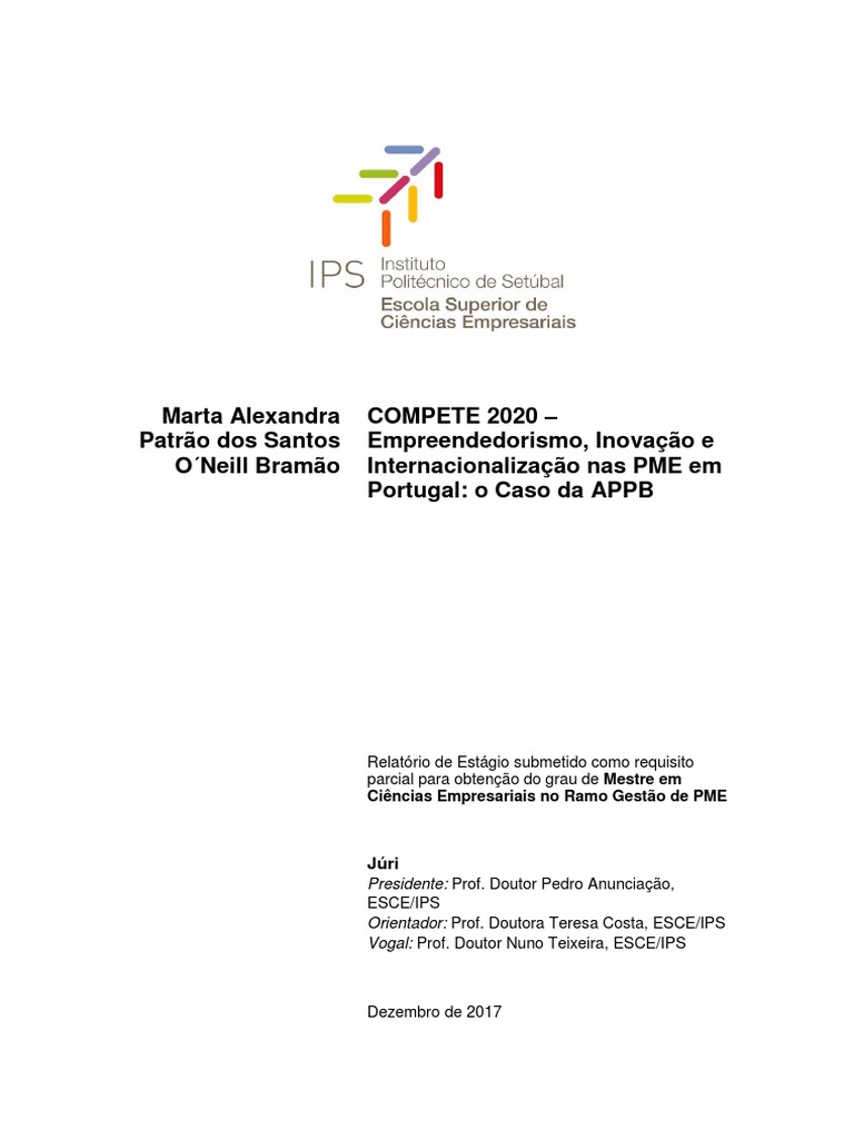 Estágio em Gestão de PME: APPB e COMPETE 2020 | PDF | Inovação ...