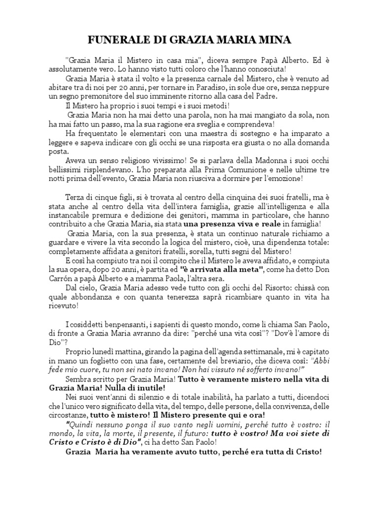 Omelia Per Una Persona Cara Defunta Omelia Funerale Grazia Maria 202123096 3 | PDF