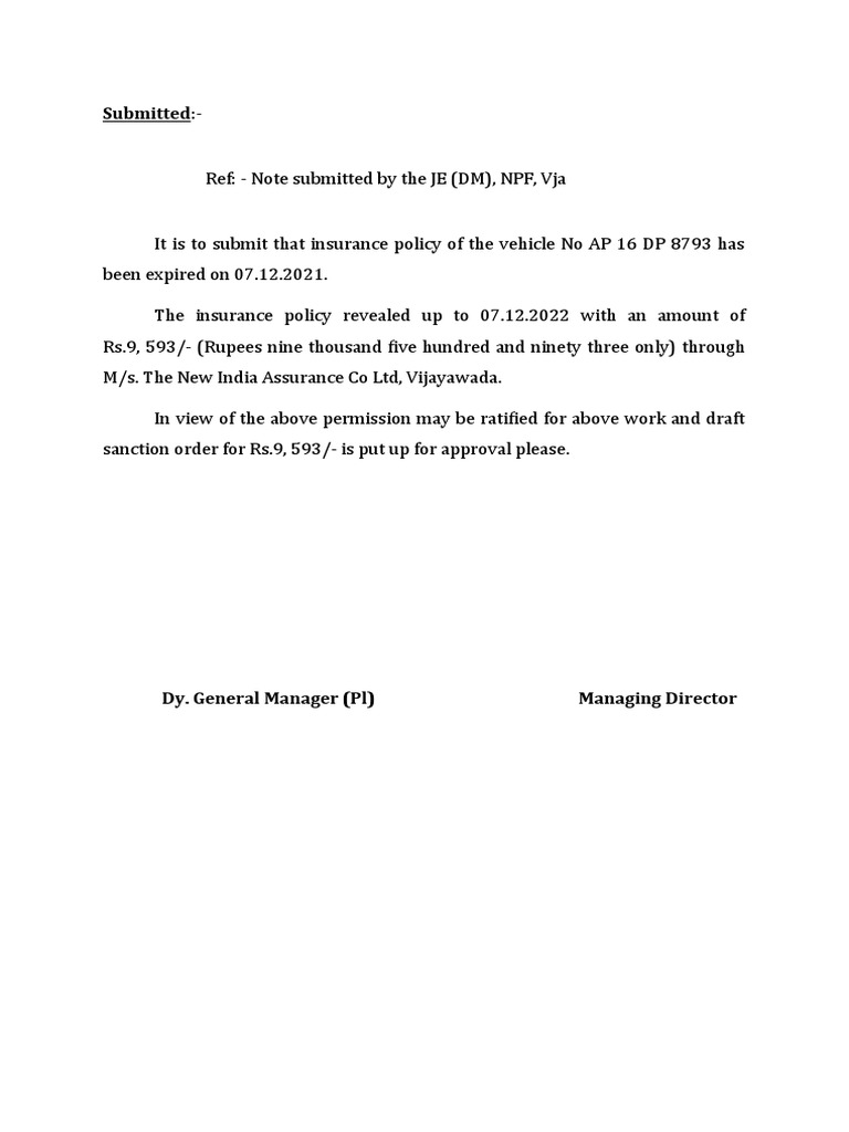 Sanction Order for Insurance Renewal | PDF | Business