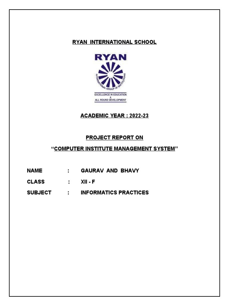 Computer Institute Management System Project PDF Software Testing