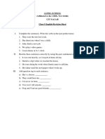 Class 5 English Revision Sheet for CBSE Affiliated Alpha School