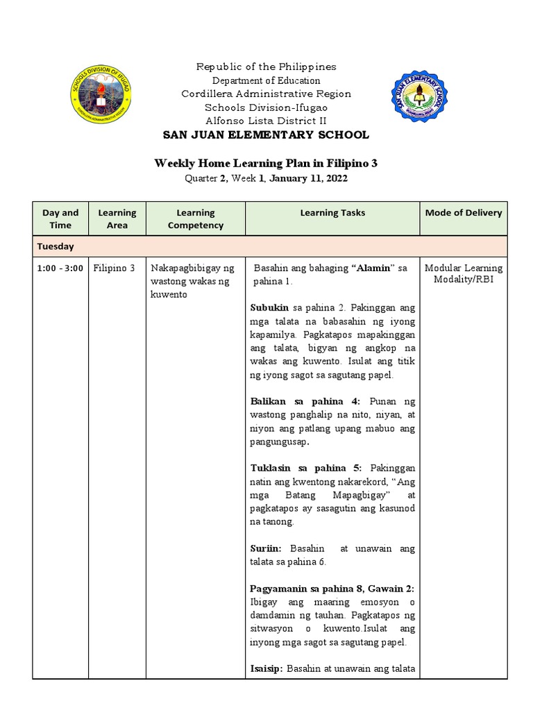 2021 COT in Filipino (RBI) PDF