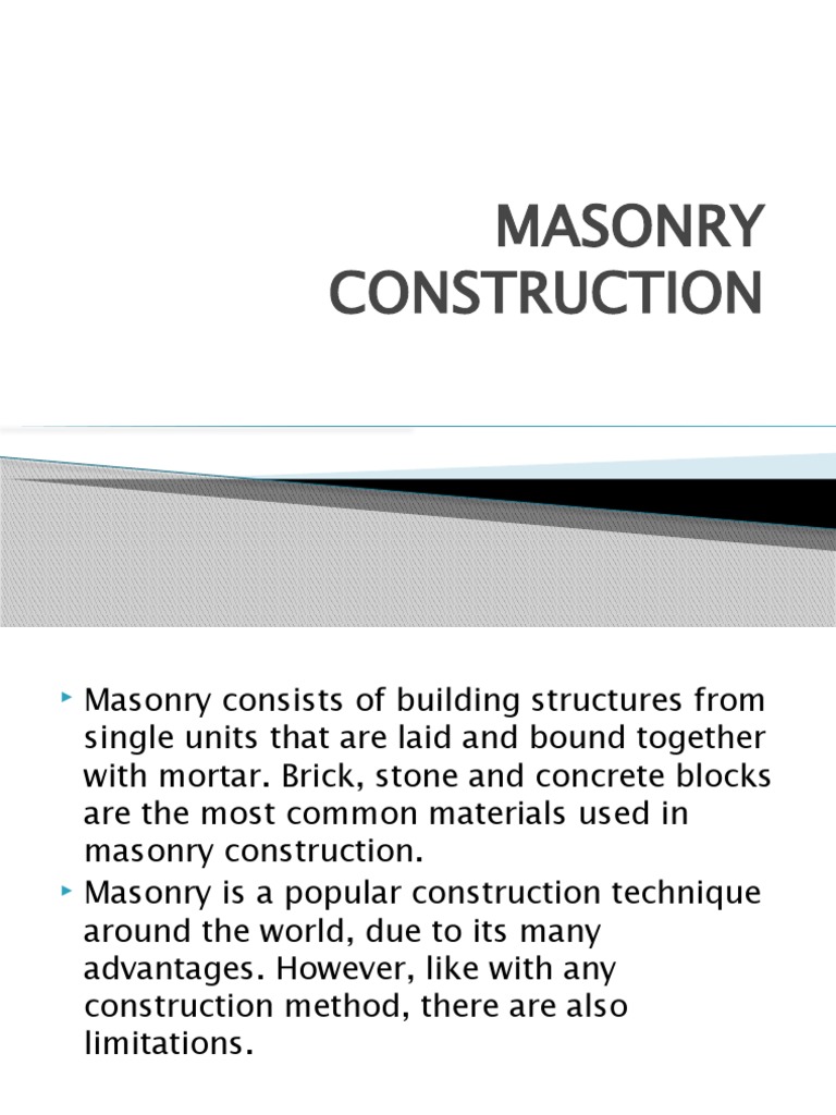 Masonry Construction Pdf Masonry Concrete
