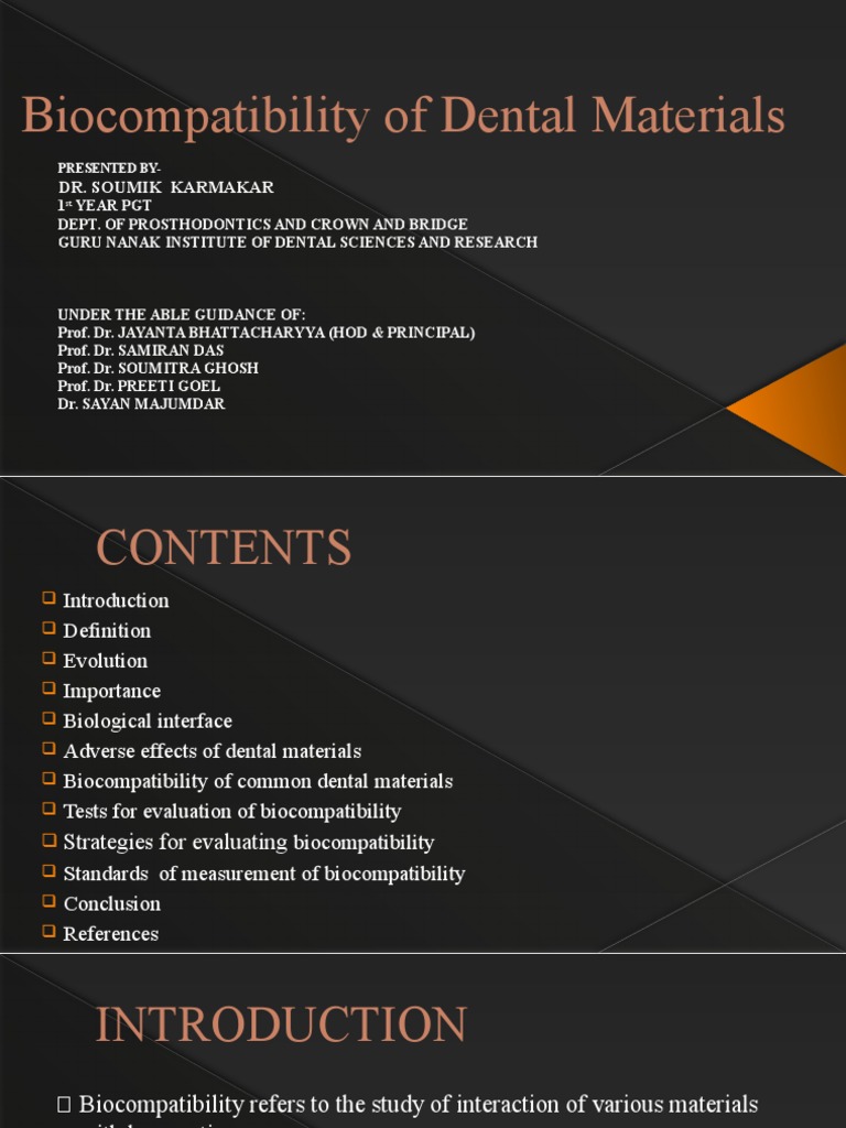 An Evaluation of the of Common Dental Materials and