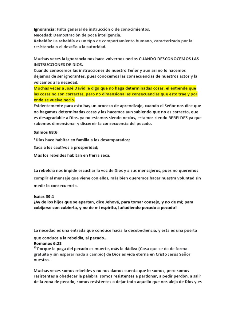 Ignorancia y Rebeldía ante Dios | PDF | Pecado | Dios