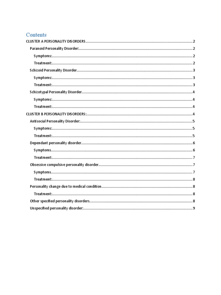 Core Features of Last 4 PDF Personality Disorder Mental Disorder