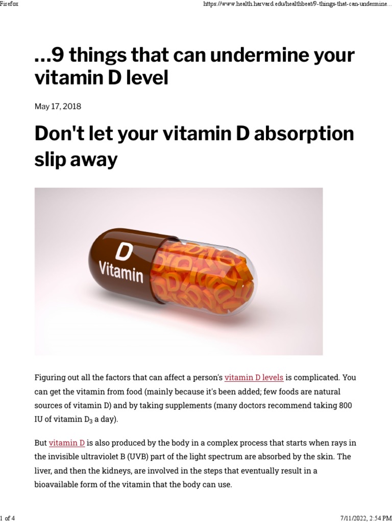 9 Things That Can Undermine Your Vitamin D Level Harvard Health PDF