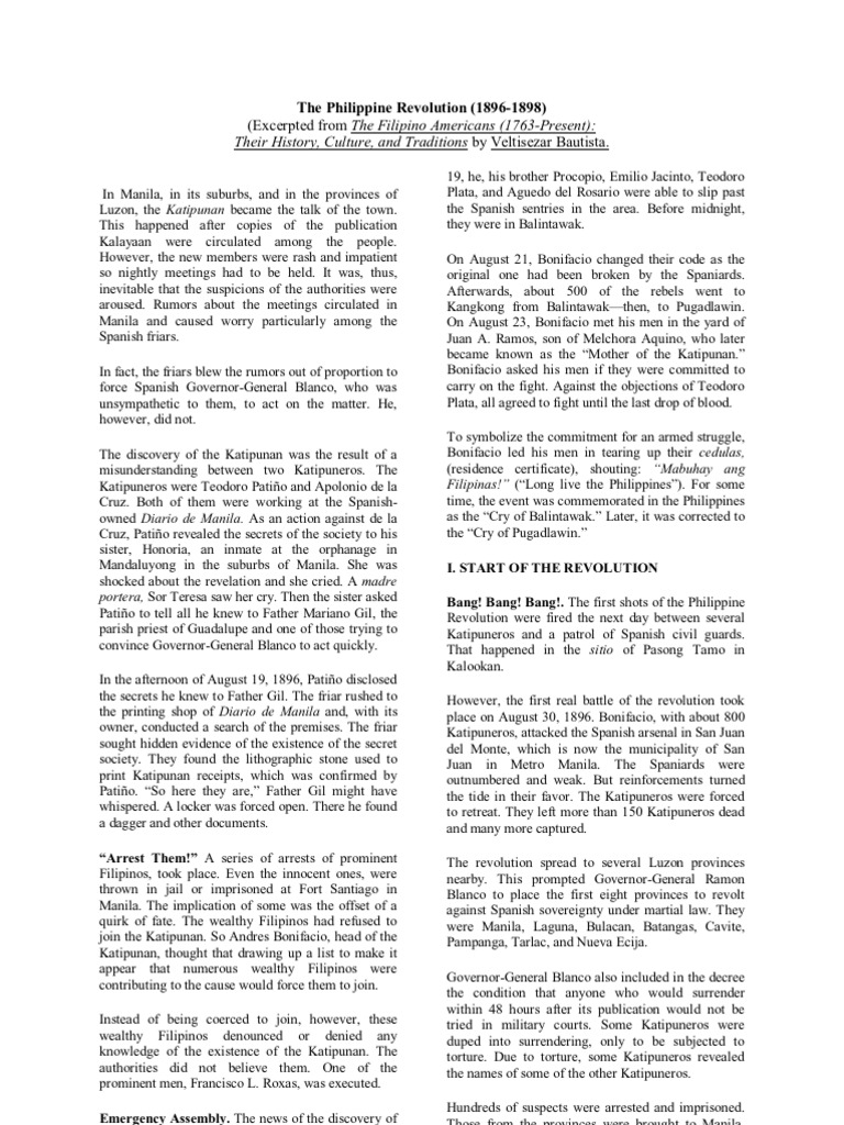 Philippine Revolution Overview | PDF | Philippines | Unrest