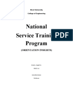 National Service Training Program: (Orientation Insights)