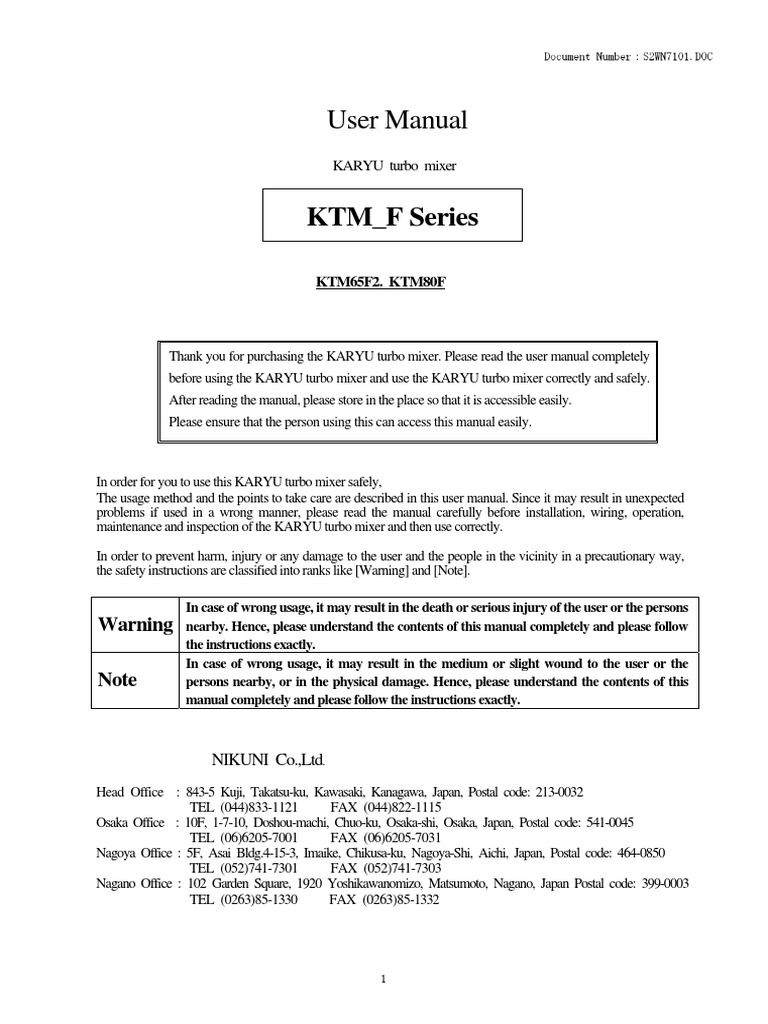 Manual Nikuni-S2wn7101 Ktm65f2 - 80f Eng Manual | PDF