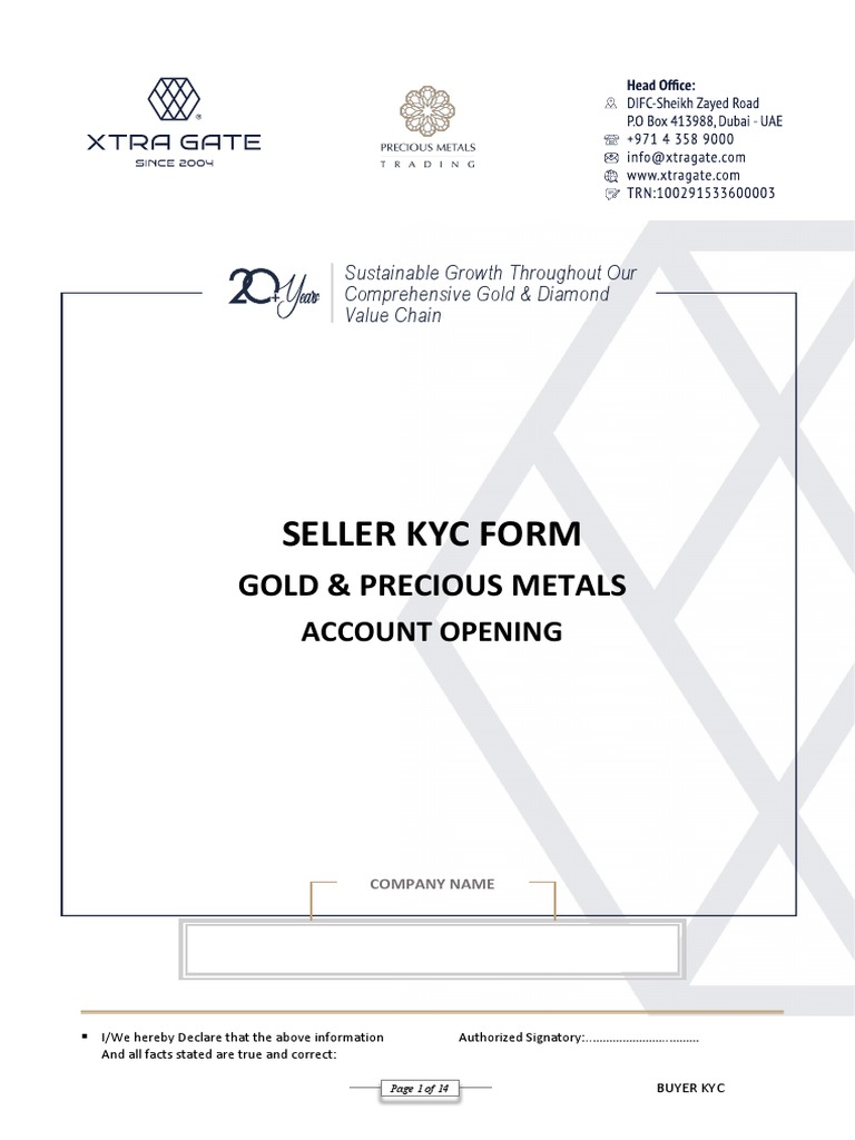 KycSellerPrecious Metals PDF Money Laundering Business