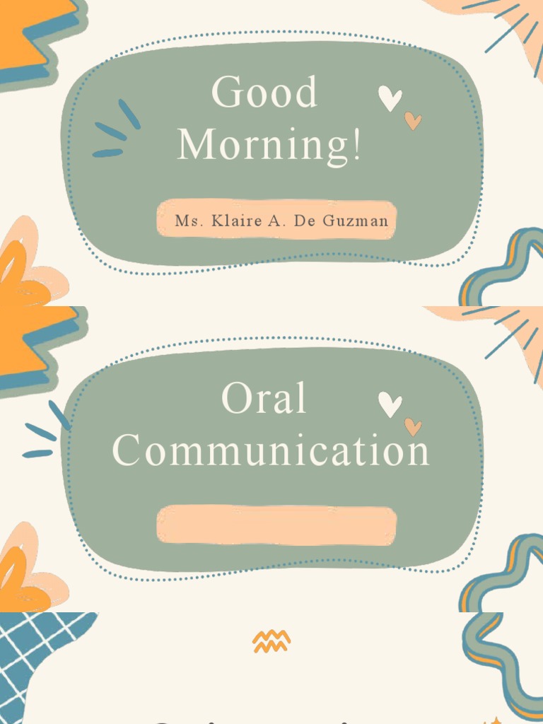 Oral Communication Course Outline An Introduction to Types of Speeches