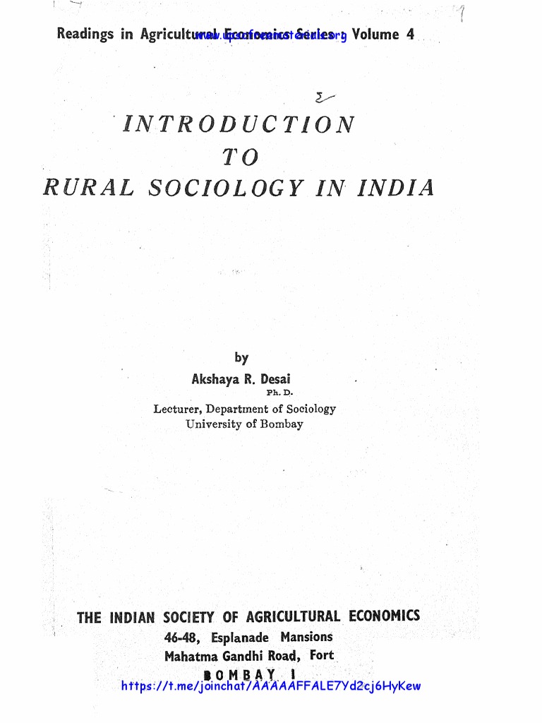 Akshay Ramanlal Desai - Introduction To Rural Sociology in India. 4 ...
