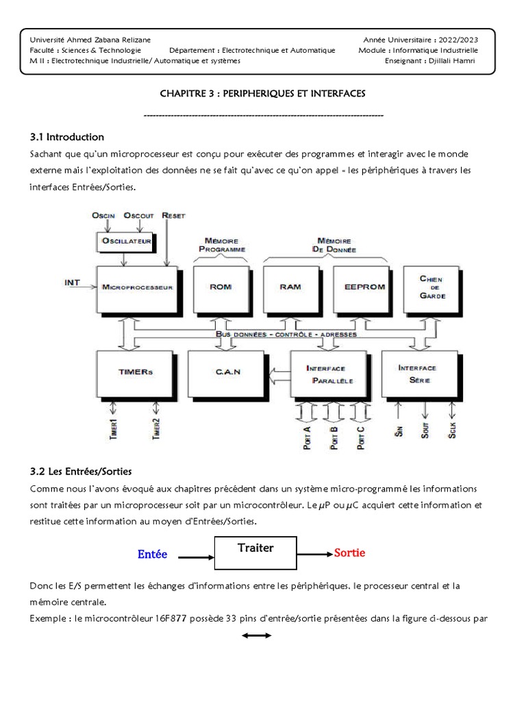 Périphériques et Interfaces en Informatique | PDF | Entrée/Sortie ...