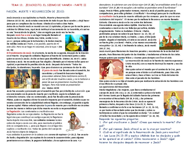 Actividades sobre la Pasión y Resurrección de Jesús | PDF | Jesús | La ...