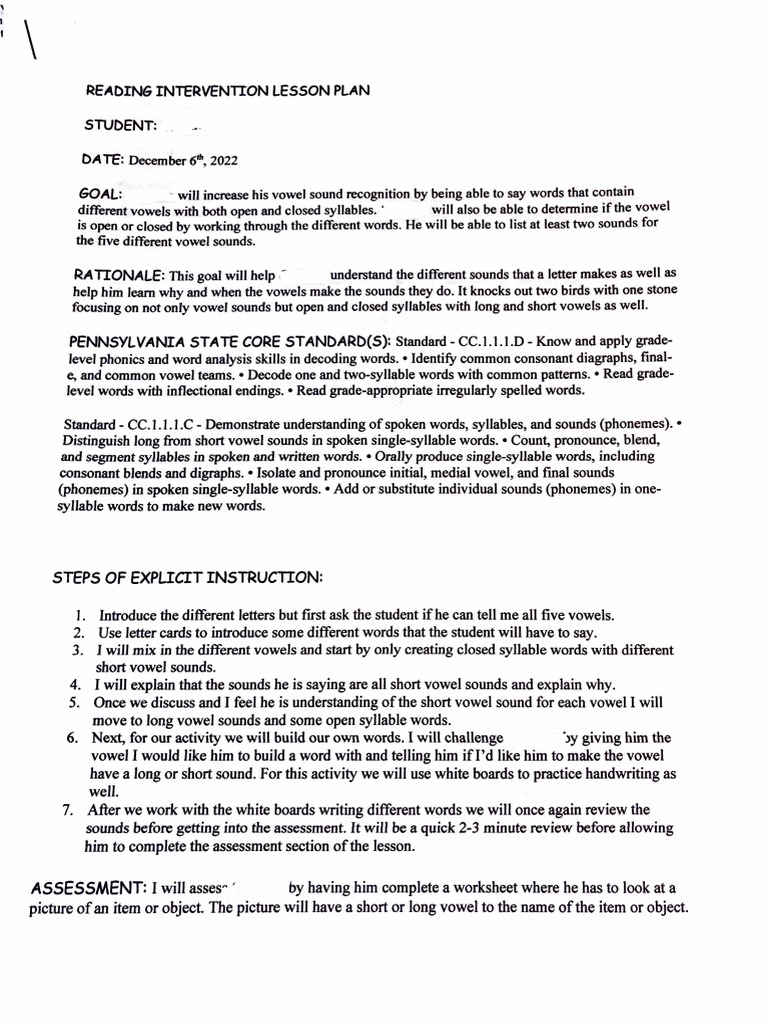 Vowel Sounds Pdf Syllable Writing