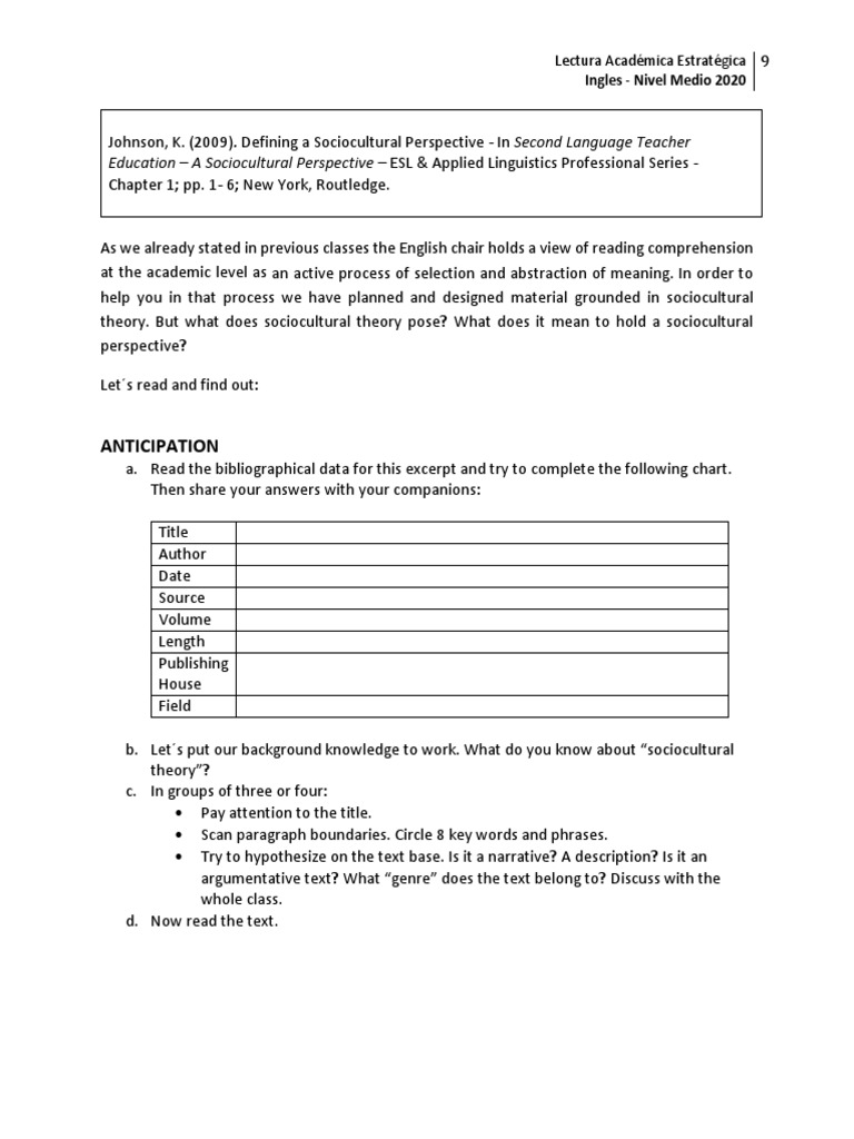 Text 1 Guide Sociocultural 2020 Pdf Cognition Sociocultural Evolution