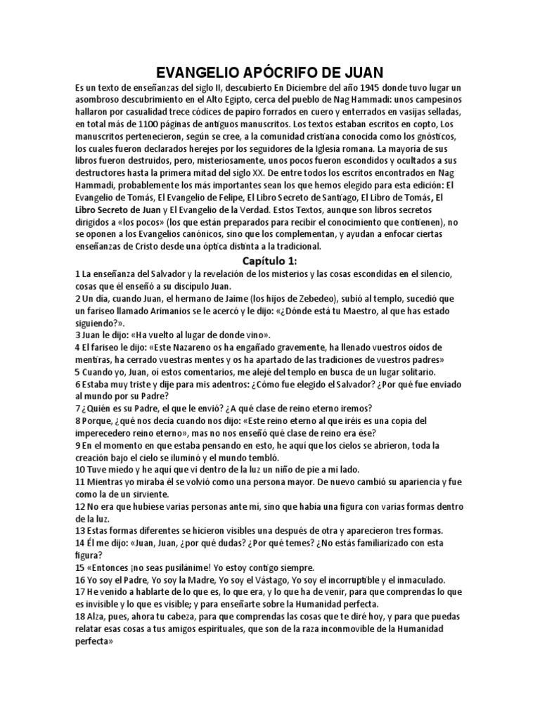 Evangelio Apócrifo de Juan GP PDF Evangelio De Tomás Juan el apóstol