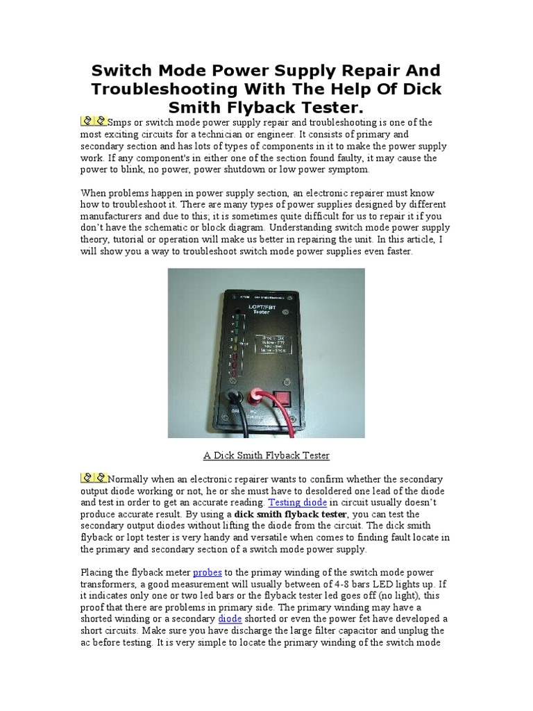 SMPS Repair and Troubleshooting Guide | PDF | Field Effect Transistor ...