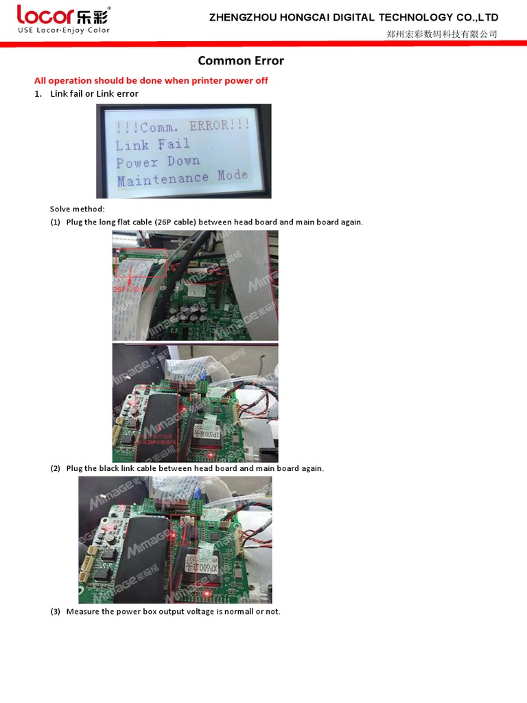 Common Error Locor and Mimage | PDF | Printer (Computing) | Electricity
