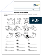 Atividade de português: numere os desenhos