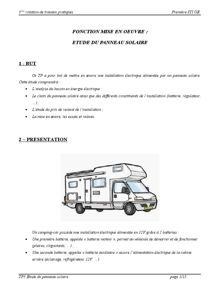 TP3 Etude Panneau Solaire GR 1 | PDF | Onduleur | Énergie solaire