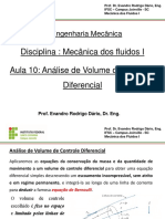 MecFlu I - Aula 10 - Análise Diferencial de Volume de Controle - Bernoulli