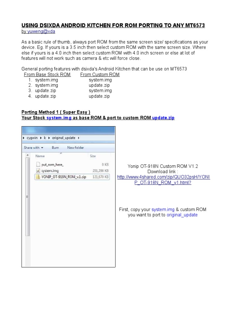 Porting ROMs for MT6573 with Android Kitchen | PDF | Read Only Memory ...