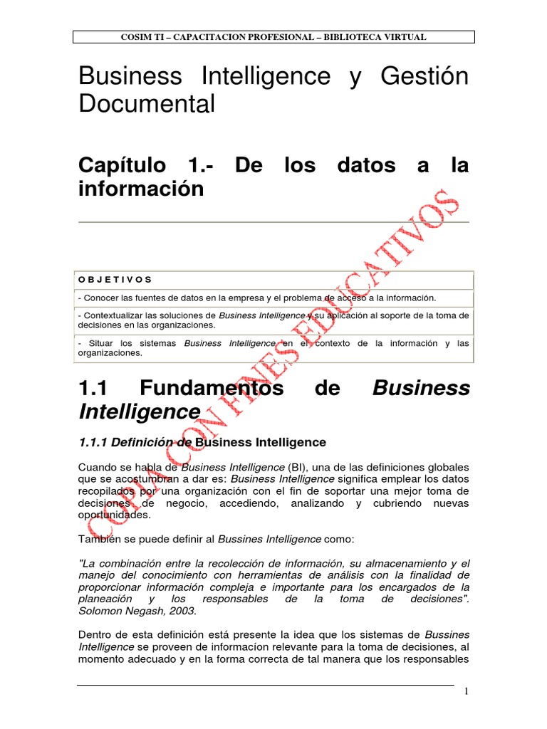 Business Intelligence y Gestión Documental | PDF | Inteligencia de ...