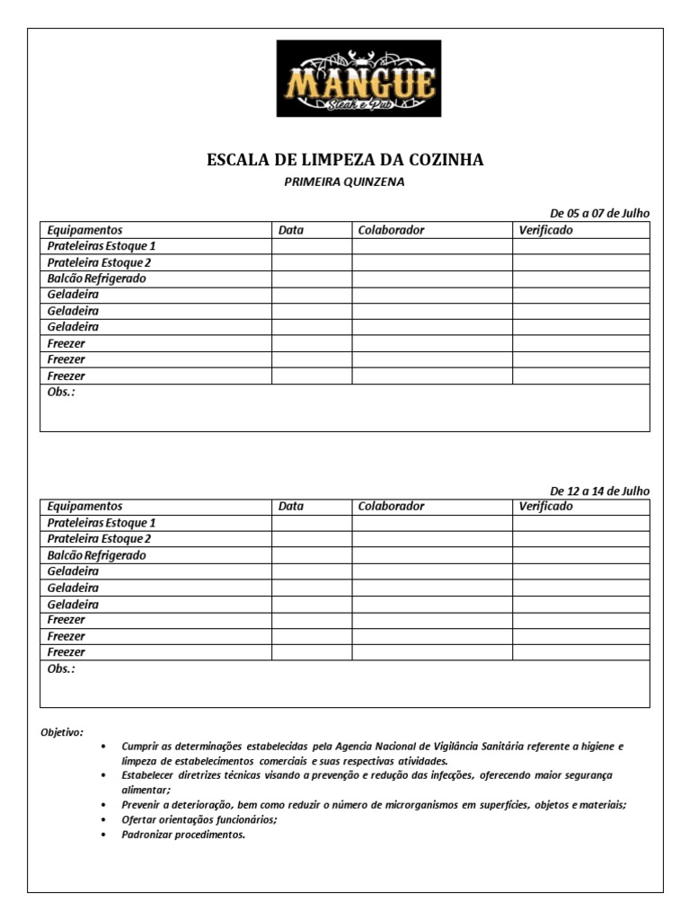 Escala de Limpeza da Cozinha Julho | PDF | Geladeira, image size:768x1024