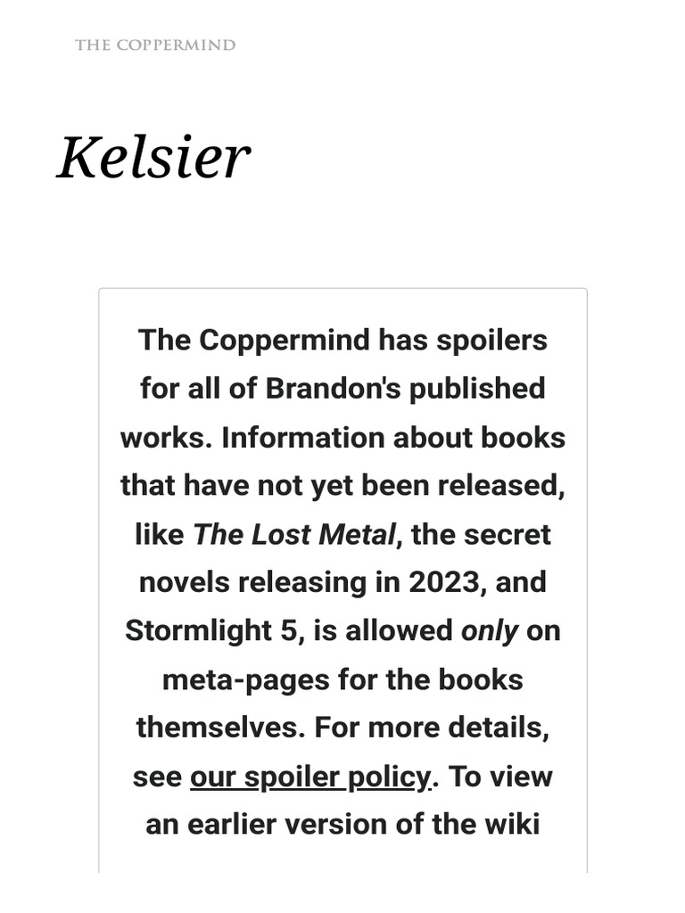 Kelsier: Mistborn Leader and Rebel | PDF | Works
