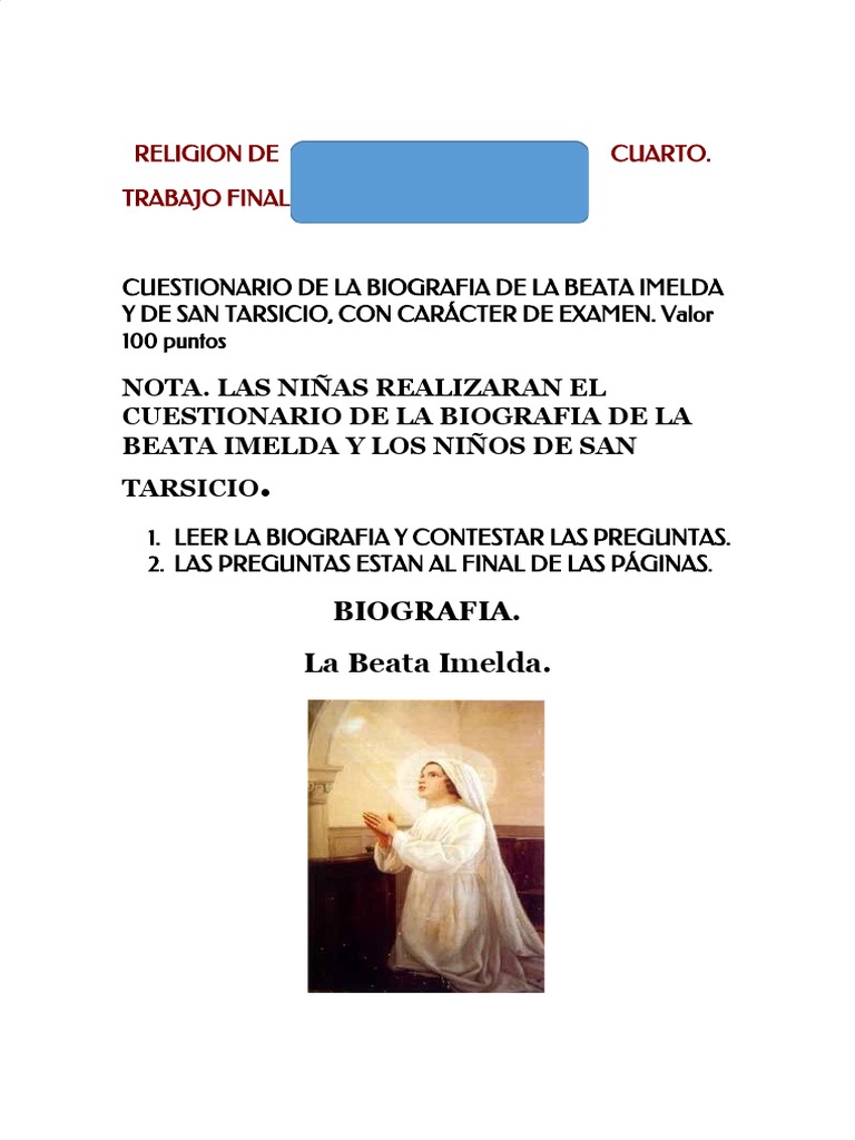 La Beata Imelda | PDF | eucaristía