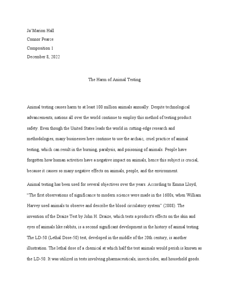 Research paper pdf animal testing health sciences