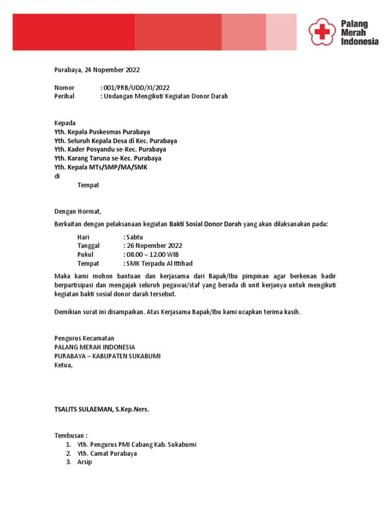 Surat Undangan Donor Darah | PDF