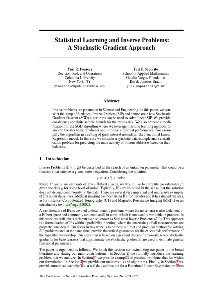 Statistical Learning and Inver | PDF | Inverse Problem | Degrees Of ...
