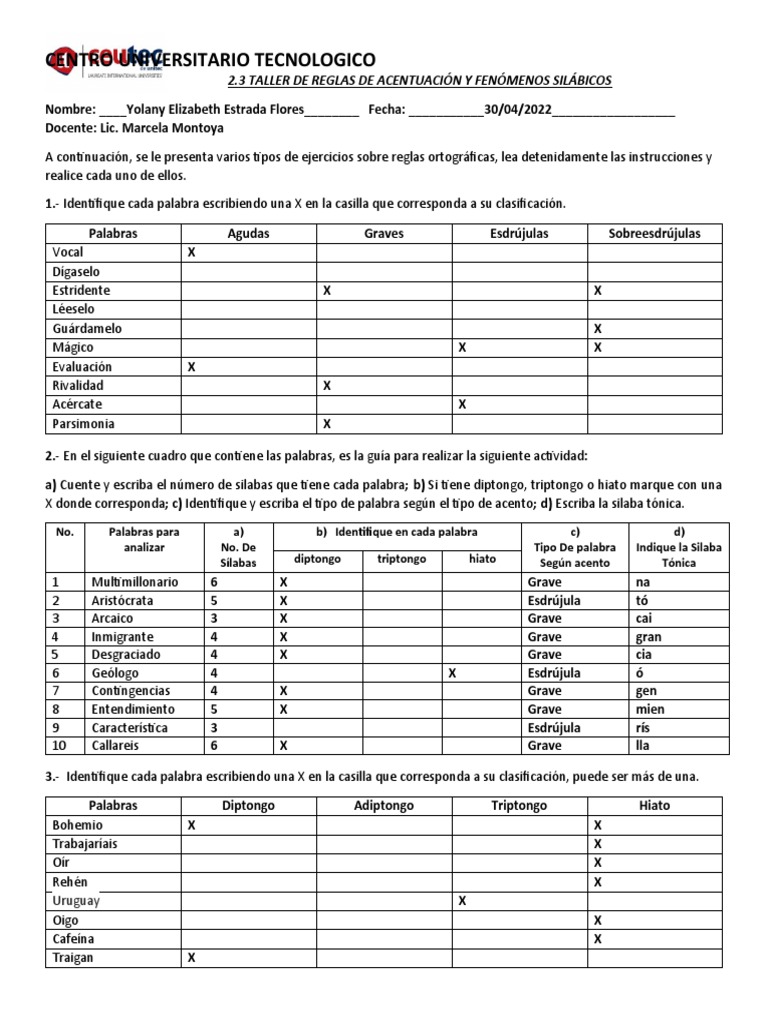 Reglas de Acentuación y Fenómenos Silábicos | PDF | Lingüística ...