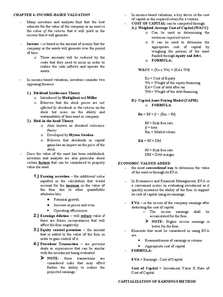 Calculating business value through income based approaches weighted