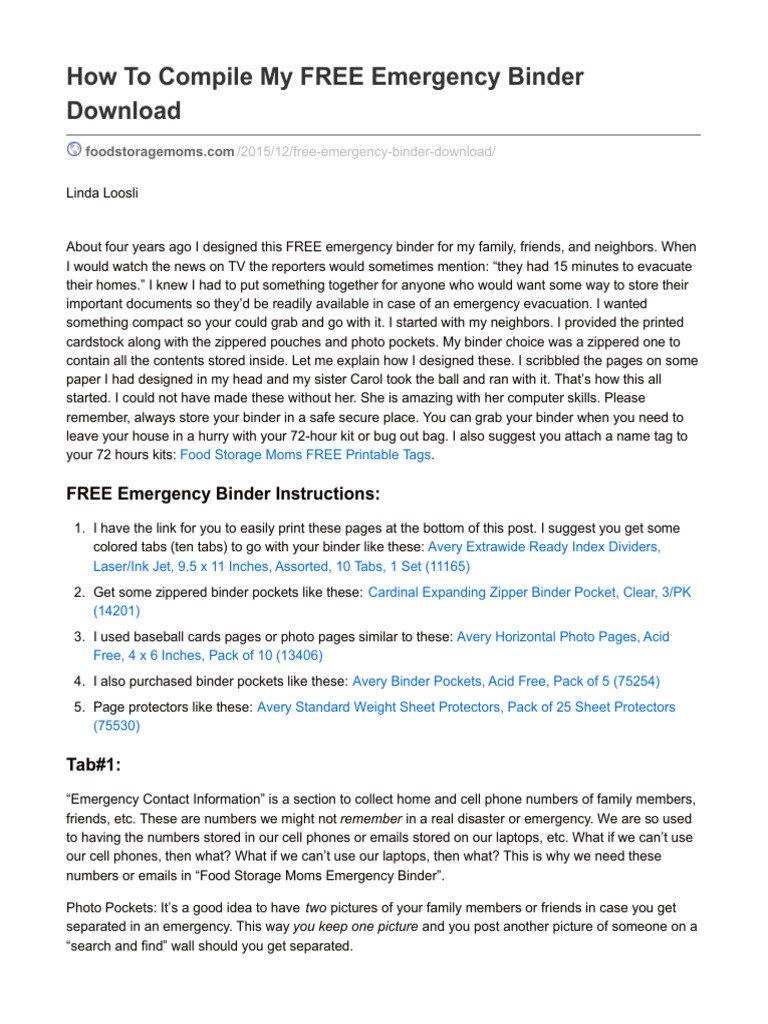 How To Compile My FREE Emergency Binder Download | PDF | Insurance | Banks