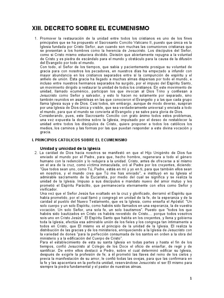 Unitatis Redintegratio. PDF Iglesia Católica eucaristía