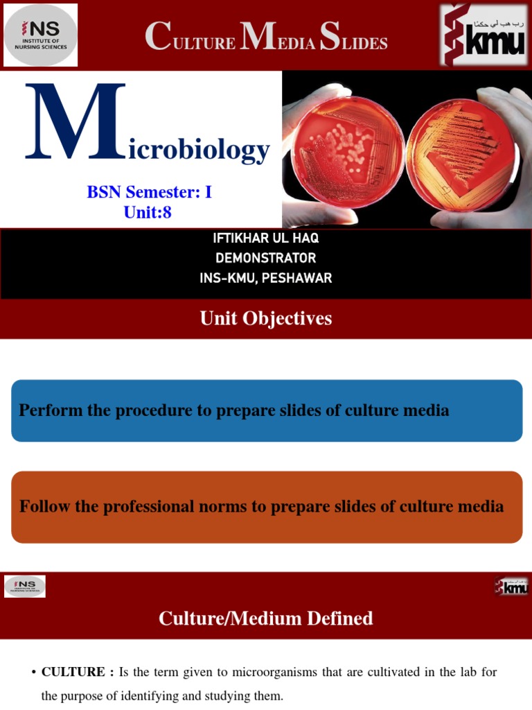 Unit-8 Culture Media Slides | PDF | Growth Medium | Microscopy