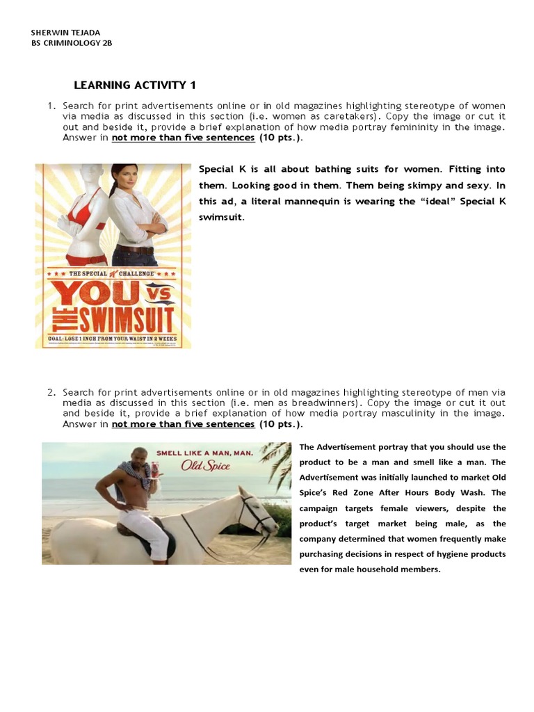 Analysis of Print Media Advertisements and Gender Stereotypes | PDF