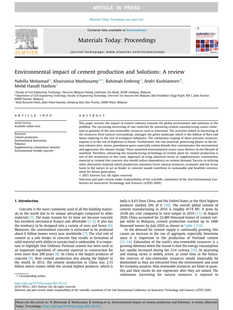 Cement Production's Environmental Impact | PDF | Cement | Concrete