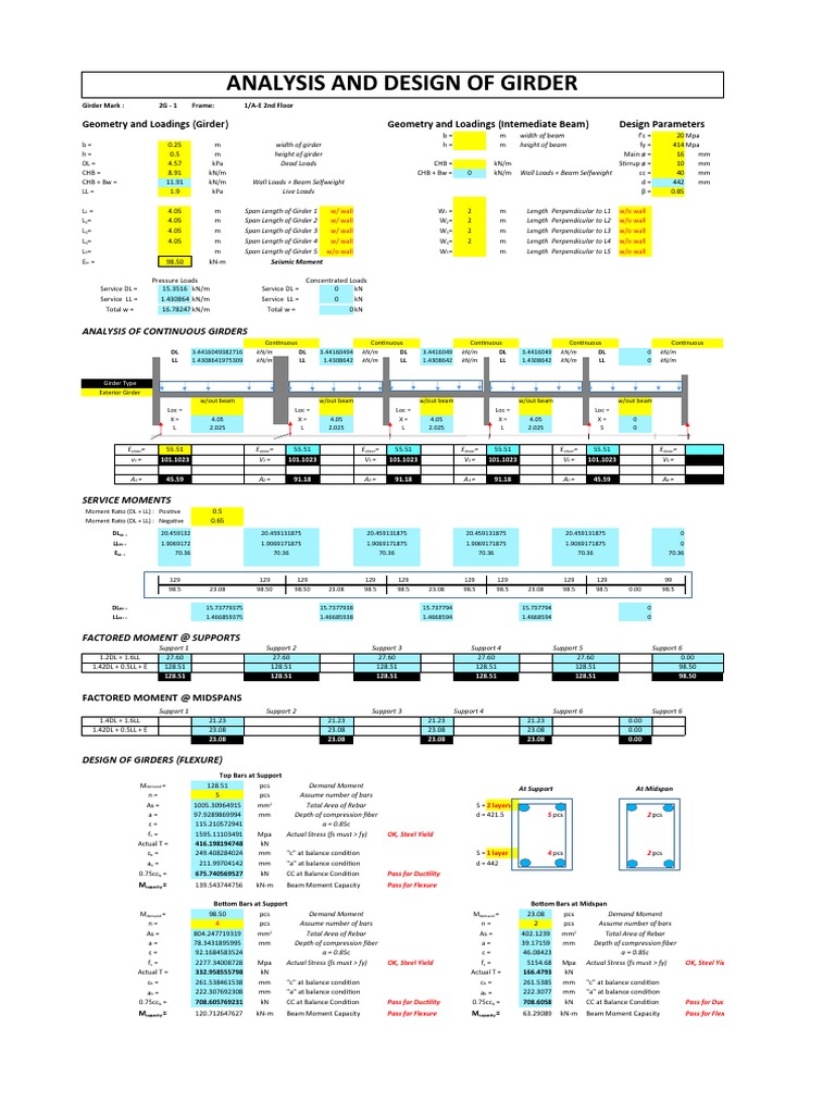 6.continous Frame Girder Design | PDF | Bending | Applied And ...