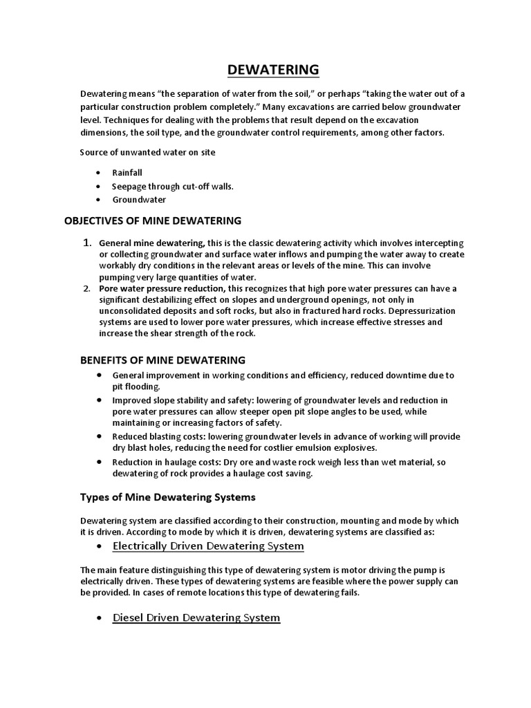 Mine Dewatering Systems Overview | PDF | Pump | Valve