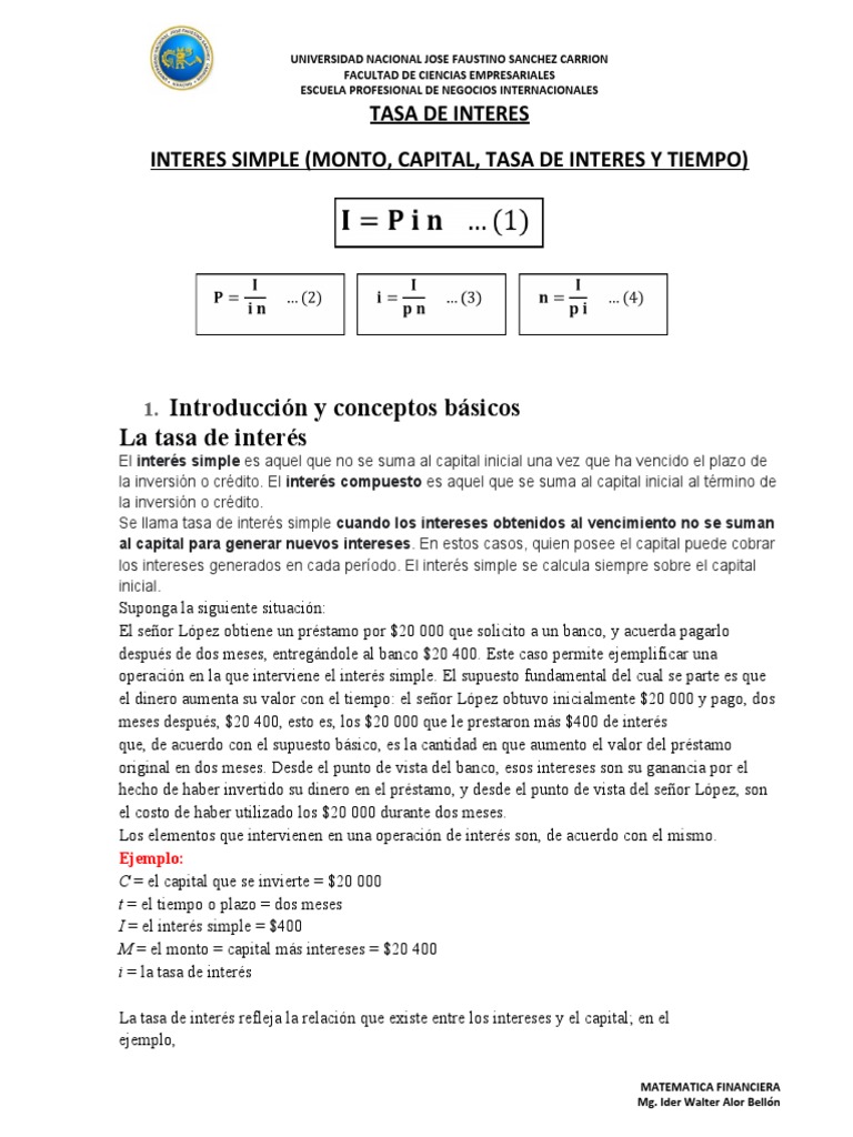 3) Tasa de Interes Simple | PDF | Interés | Tasas de interés